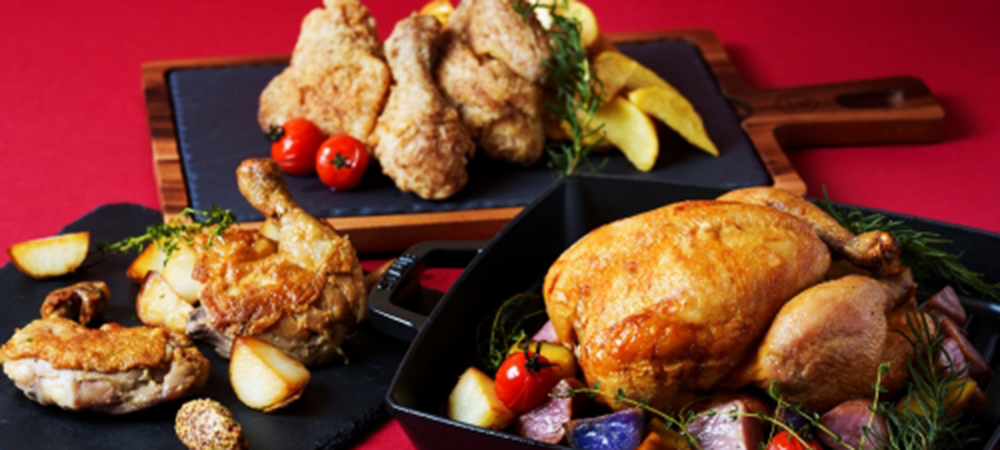 クリスマスケーキ2種、チキン3種